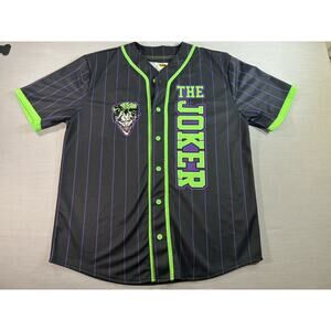 DC Comics Joker Button Up Jersey L Streetwear Y2K Black Green Purple Shirt